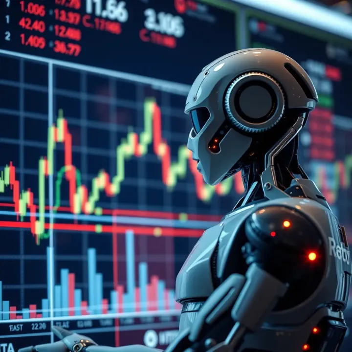 Graph showing automated trading robot executing financial market operations
