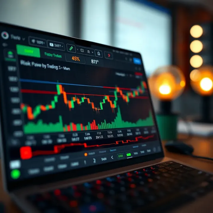 Graph illustrating binary trading strategies and risk management tools on TradingView platform