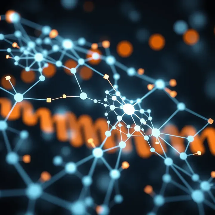 Abstract representation of interconnected data nodes symbolizing AI-driven optimization