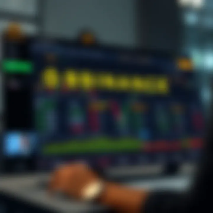 Cryptocurrency exchange interface showing trading options on Binance platform in Colombia