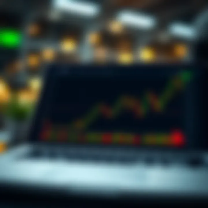Graph illustrating upward and downward trends in binary options trading on a digital platform