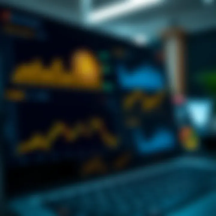 Digital representation of Bitcoin Champion platform interface with graphs and data analytics