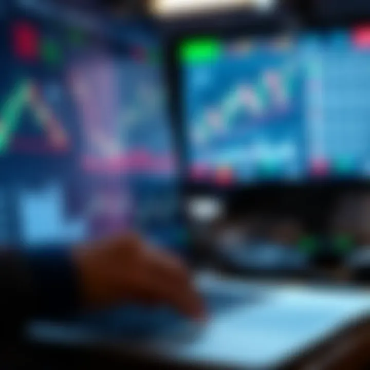 Digital interface displaying financial charts and AI data analytics