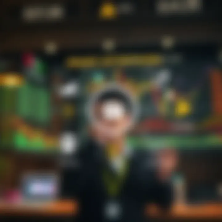 Diagram illustrating the connection between traders and a binary options broker with financial data charts