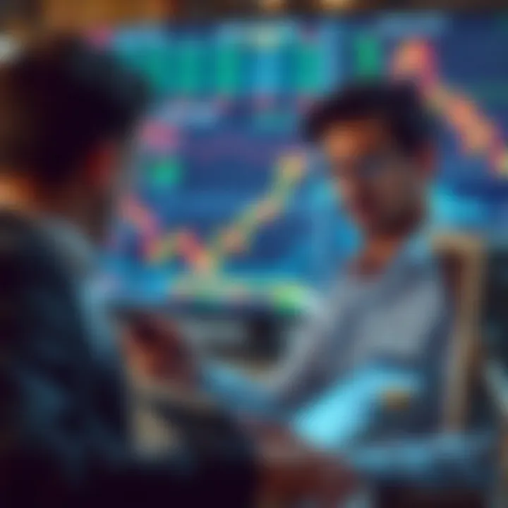 Investor Strategies for Managing Risk in Volatile Markets Investor reviewing market charts on digital devices during volatile trading period