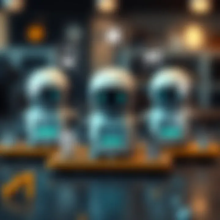 Visualization of different types of automatic bots with icons representing their specific applications and benefits