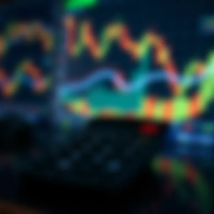 Illustration showing a digital calculator with financial charts and graphs in the background