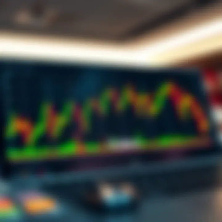 Line Chart Featuring Market Indicators for Trading Strategies Line graph showcasing financial market movements with key indicators plotted for investment decision making