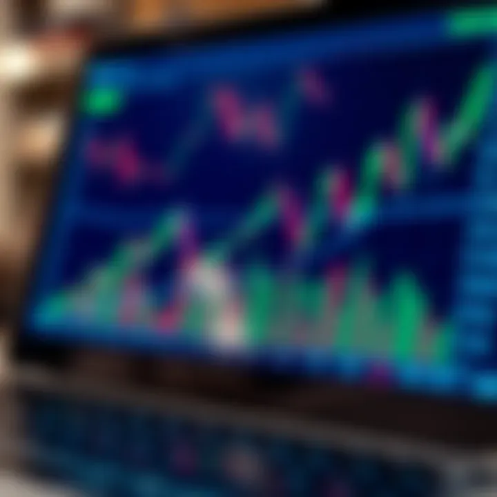 Financial Market Trends on Trading Platform Interface Graph showing financial market trends on a digital trading platform interface