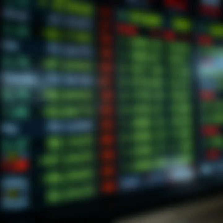 Currency exchange rates displayed on a digital board with various global currencies