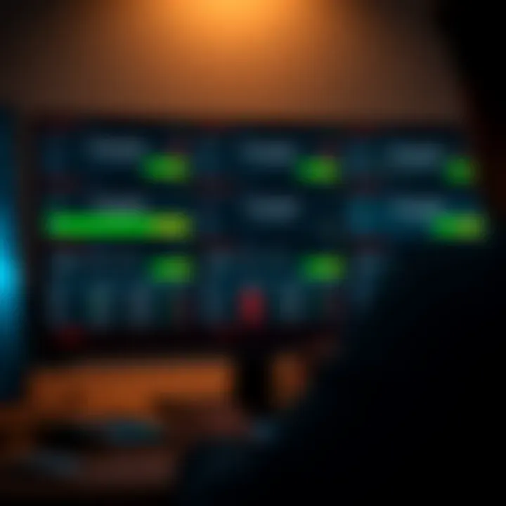 Screen with various trading platforms displaying free demo account options and financial market tools