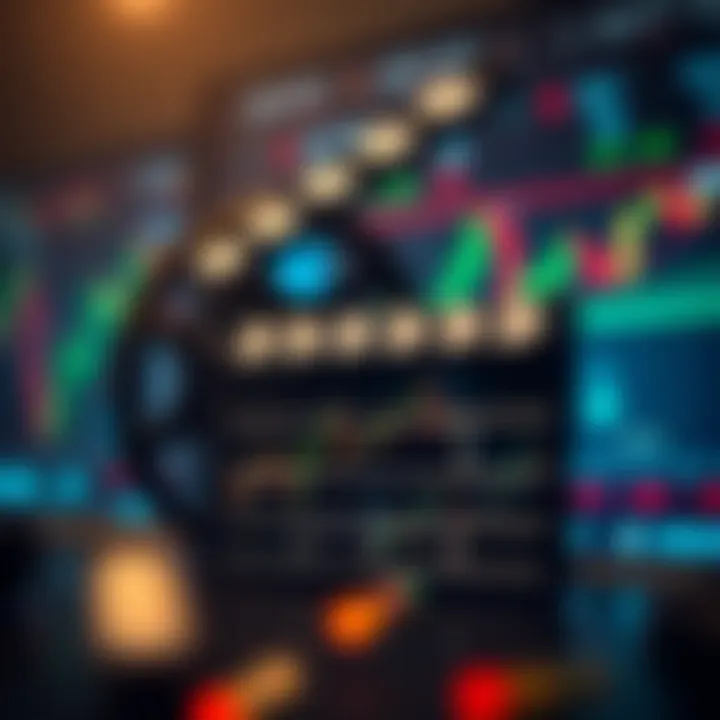Cinema reel and clapperboard overlaid with stock market graphs and forex symbols