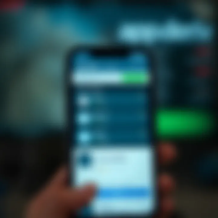 Mobile device showing various account types and security features of app.deriv application