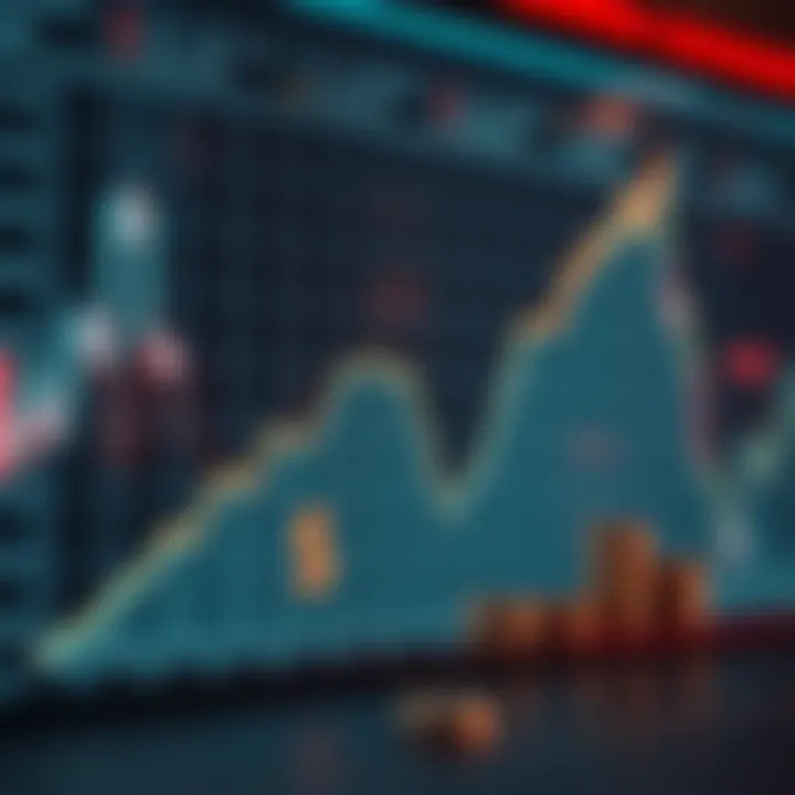 Graph showing upward trend with symbols of currency and trading platforms