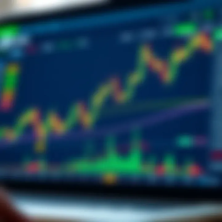 User interface of a financial trading platform with charts and market data