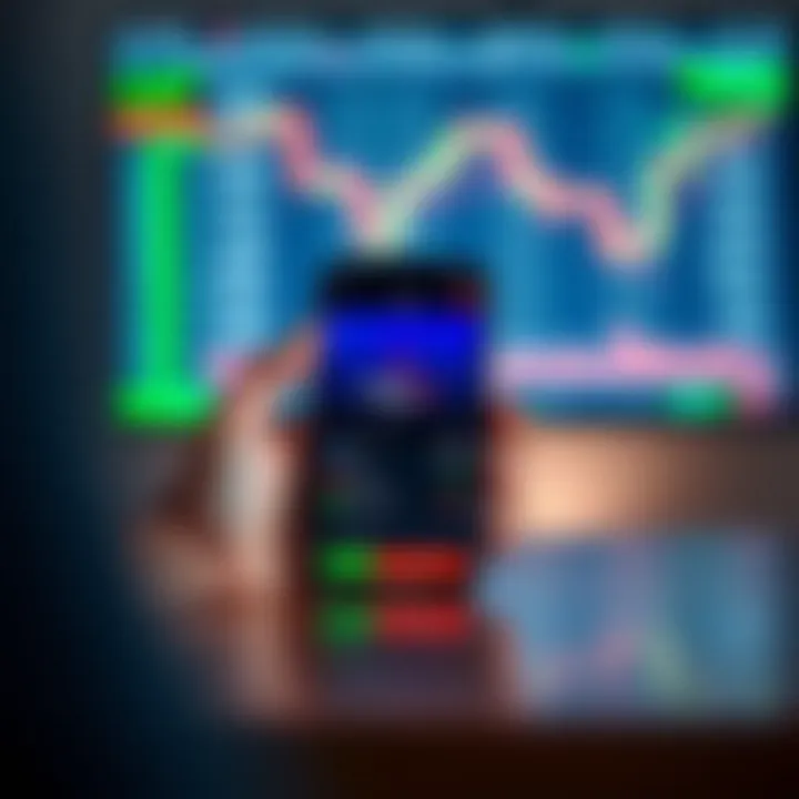 Mobile device displaying Libertex trading app with key features