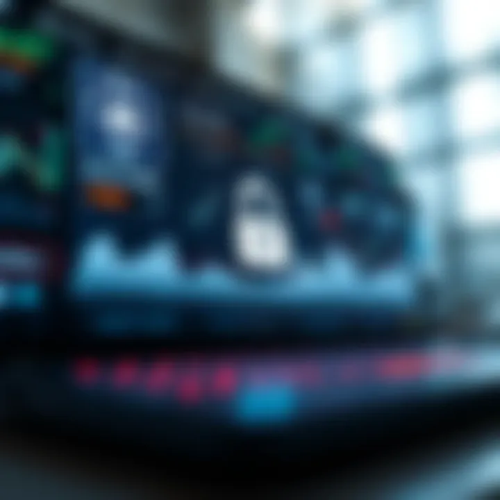 Secure digital financial platform interface with technology icons