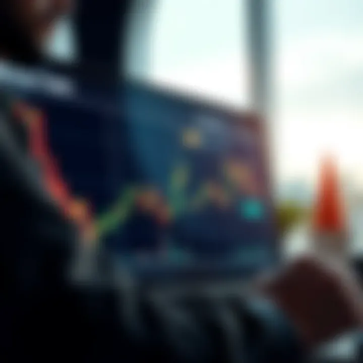 Graph showing trends and performance of an online trading platform