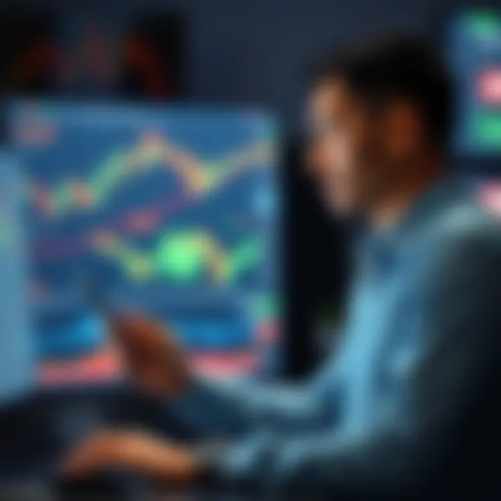 User interacting with a trading platform showcasing charts and financial data