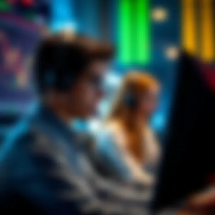 Customer service representative assisting client via headset in a trading environment