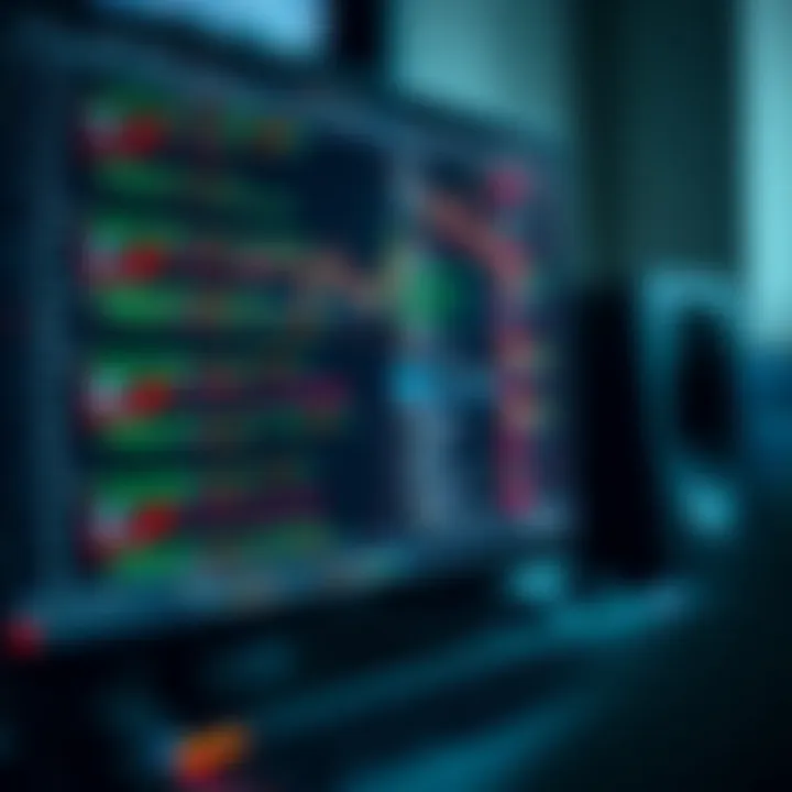 Computer screen displaying code and algorithm parameters for automated trading system