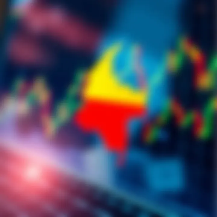 Illustration of a financial chart with Colombian flag colors representing regulated brokers in Colombia