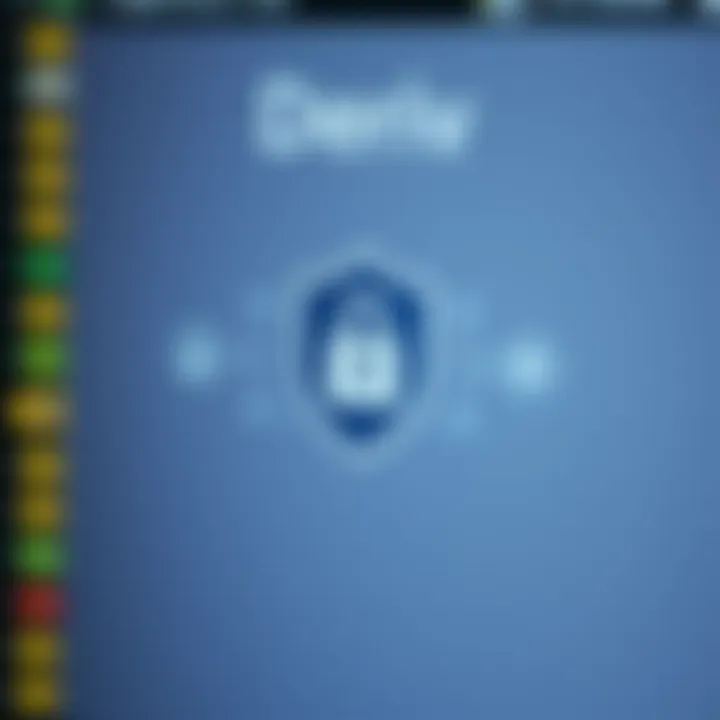 Illustration of secure login showing a shield icon alongside symbols for verification and account safety