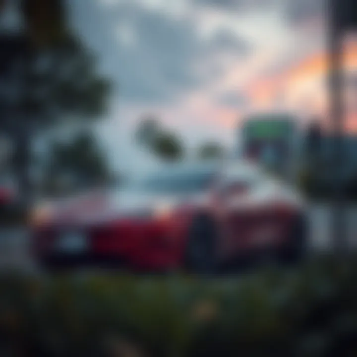 Tesla electric vehicle charging at advanced charging station
