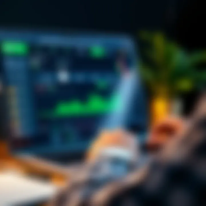 Using IQ Option Securely on Desktop Laptop showing IQ Option platform dashboard with investment options and security icons
