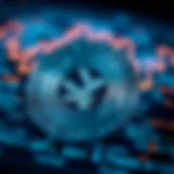 Digital currency concept illustrating yuan symbol and blockchain background