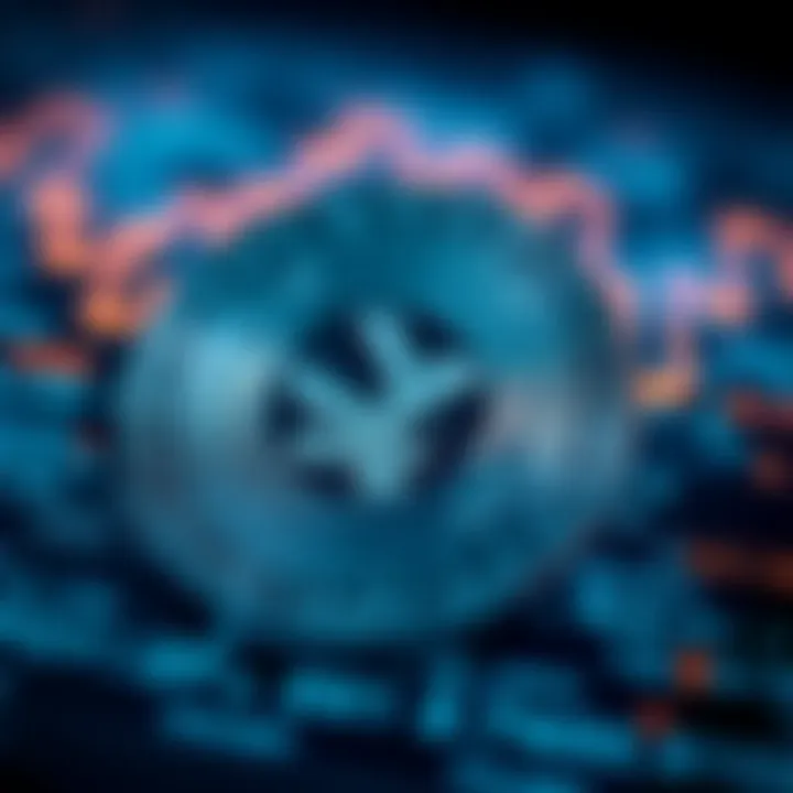 Digital currency concept illustrating yuan symbol and blockchain background