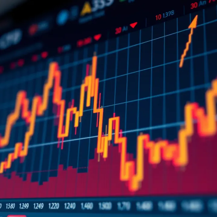 Graph showing rising and falling financial market trends for CFD trading