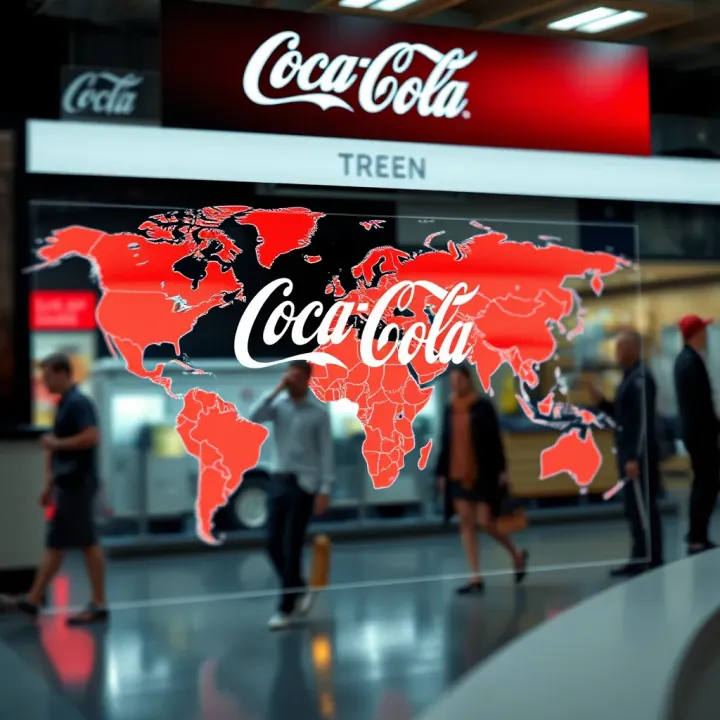 Global map showing Coca-Cola's extensive market presence and distribution network