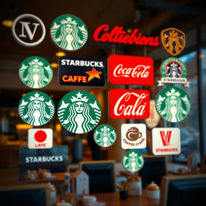 Various coffee shop logos representing major global competitors to Starbucks