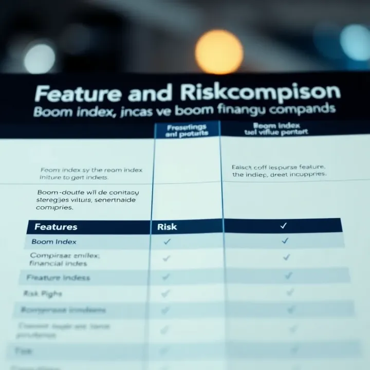 Comparison chart showing features and risk factors of Boom Index versus similar financial indices