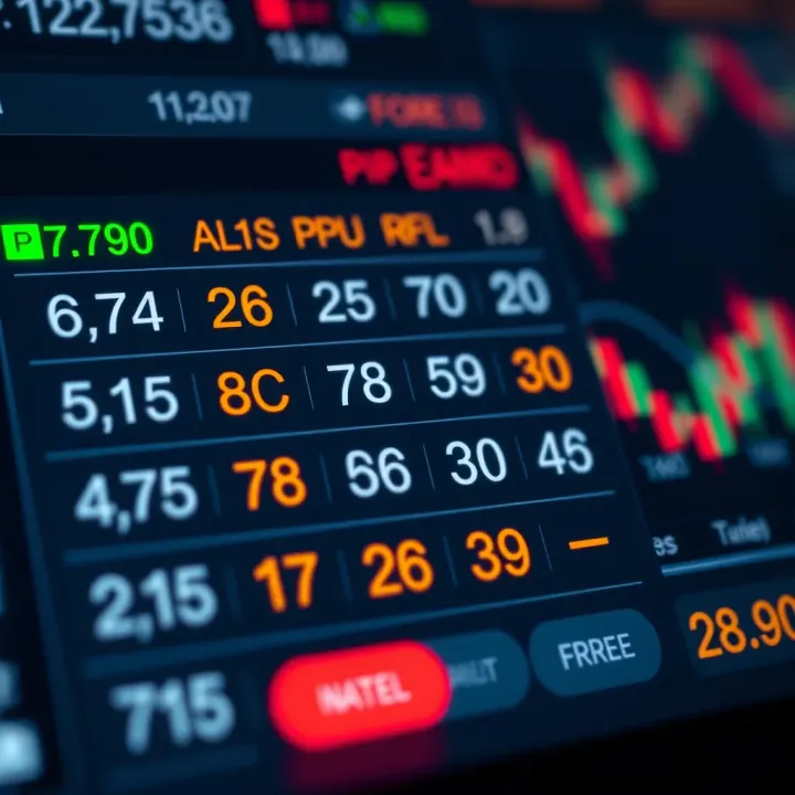 Forex Pip Calculator Interface with Currency Pairs and Pip Values Forex pip calculator interface displaying currency pairs and pip values