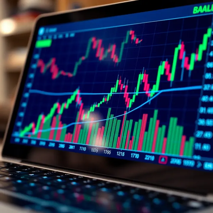 Graph showing financial market trends on a digital trading platform interface