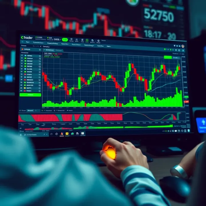 Overview of cTrader Trading Platform Interface User interface of cTrader platform displaying real-time financial charts and trading tools