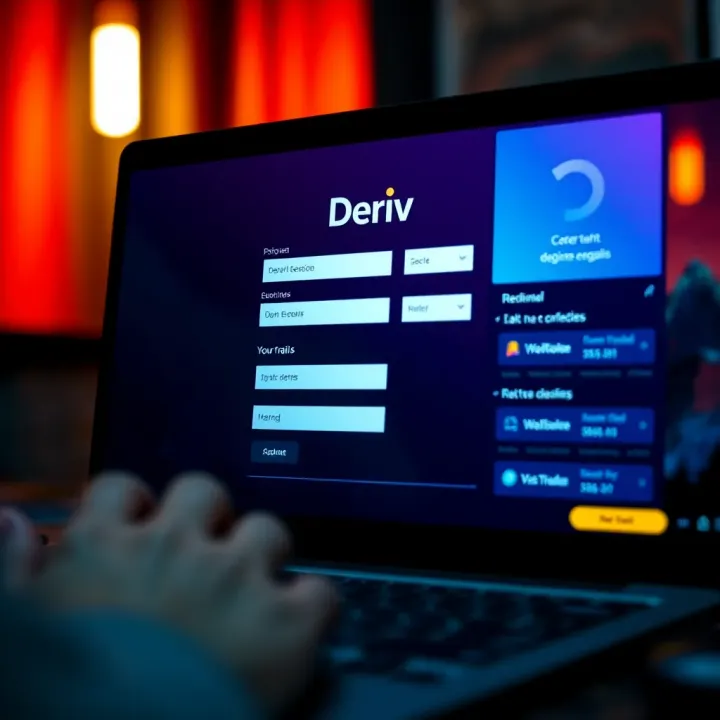 Screenshot displaying the Deriv account registration interface with input fields for user details