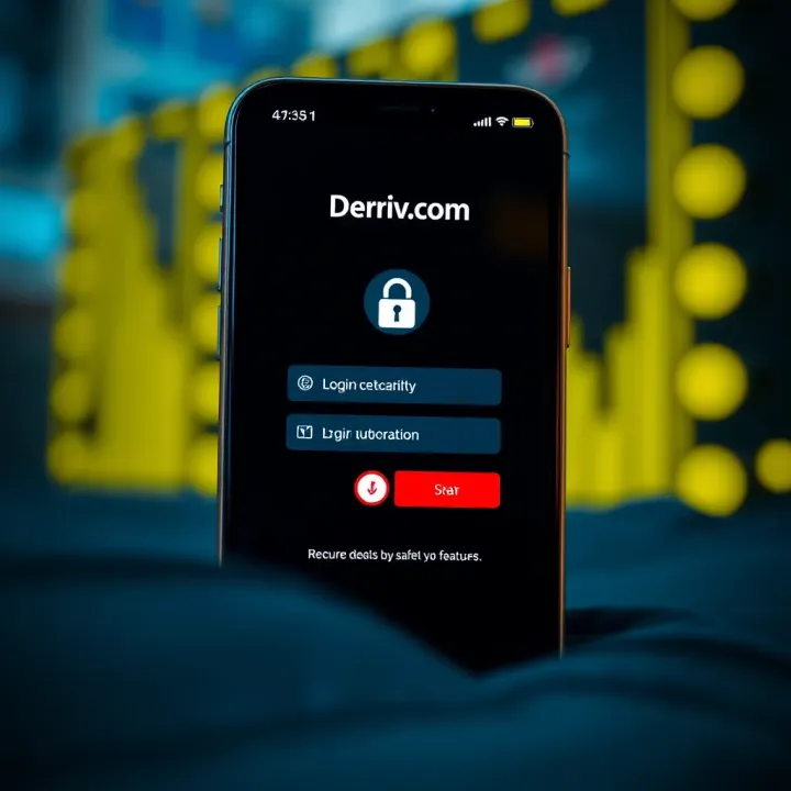 Secure Access Features of Deriv.com Mobile Application Secure login screen of the Deriv.com app emphasizing safety features and user authentication