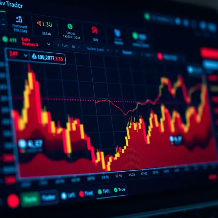 Graph depicting real-time trading data and analytics on Deriv Trader interface