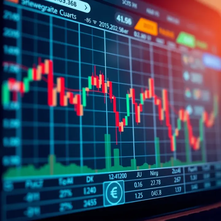 Graph showing fluctuations in the euro exchange rate with economic indicators