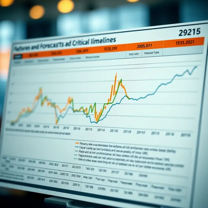 Chart illustrating expert predictions and key dates related to potential increases in the US dollar exchange rate