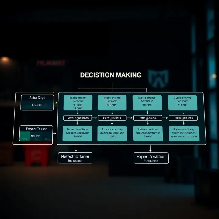 Decision making flowchart highlighting expert option selection based on data and experience