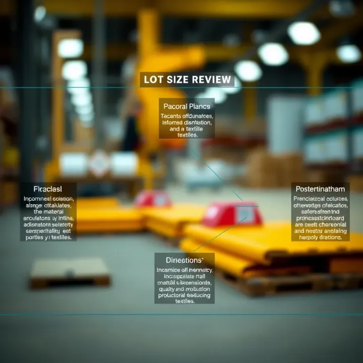 Key Factors Impacting Lot Size Calculations in Leather and Textile Industries Diagram depicting factors influencing lot size calculation, including material dimensions, quality, and production requirements