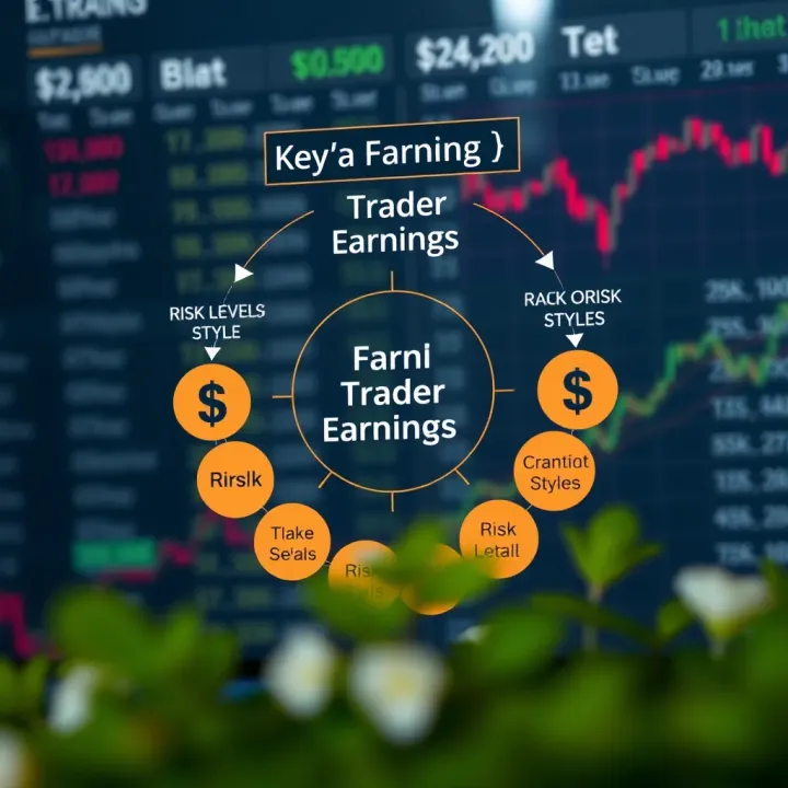 Key Factors Influencing Trader Earnings Diagram illustrating key factors influencing trader earnings including risk levels and trading styles