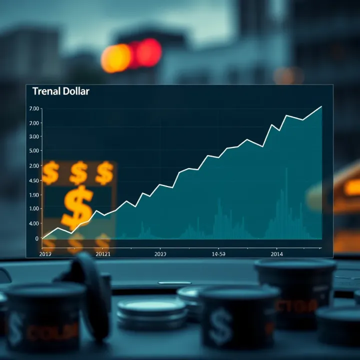 Graph illustrating the rise of the dollar exchange rate against the Colombian peso over time