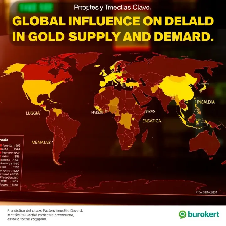 World map highlighting countries impacting global gold supply and demand