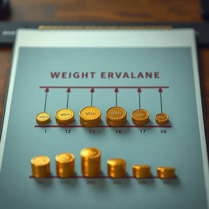 Weight Equivalences of One Gold Ounce in Various Units Comparison chart illustrating different units of weight equivalent to one gold ounce