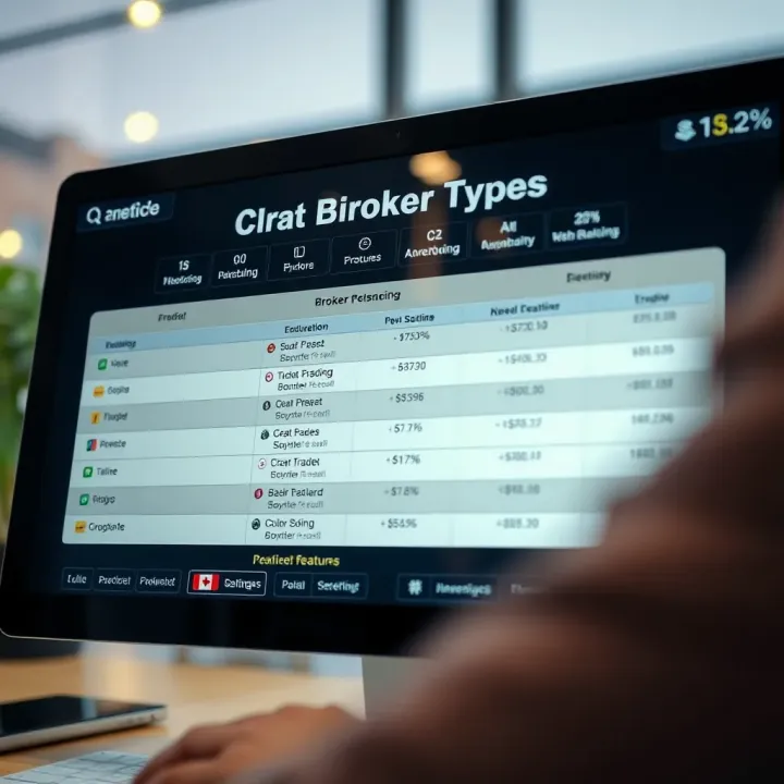 Chart showing various broker types and their features for trading